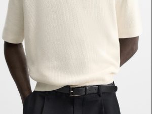 pearl knit polo shirt with zip